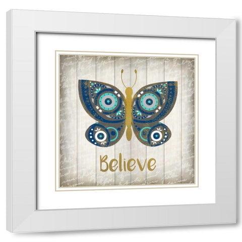 Indigo Native Believe White Modern Wood Framed Art Print with Double Matting by Allen, Kimberly