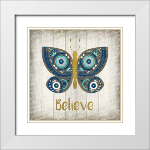 Indigo Native Believe White Modern Wood Framed Art Print with Double Matting by Allen, Kimberly
