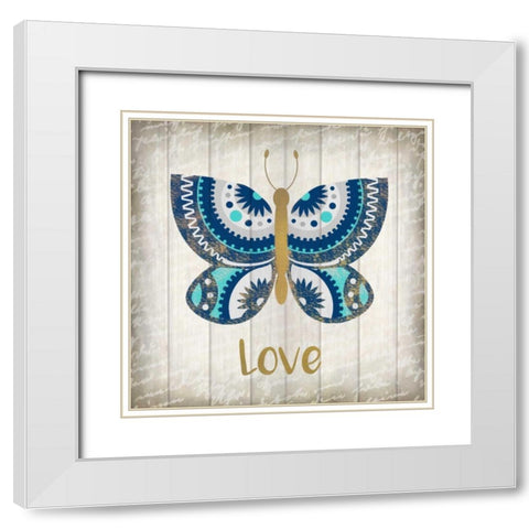 Indigo Native Love White Modern Wood Framed Art Print with Double Matting by Allen, Kimberly