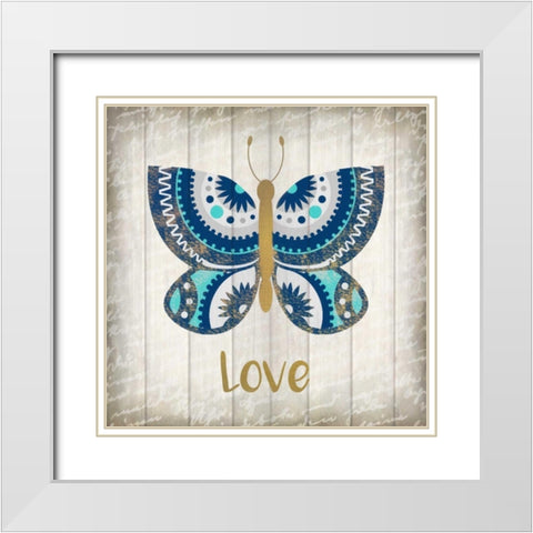 Indigo Native Love White Modern Wood Framed Art Print with Double Matting by Allen, Kimberly