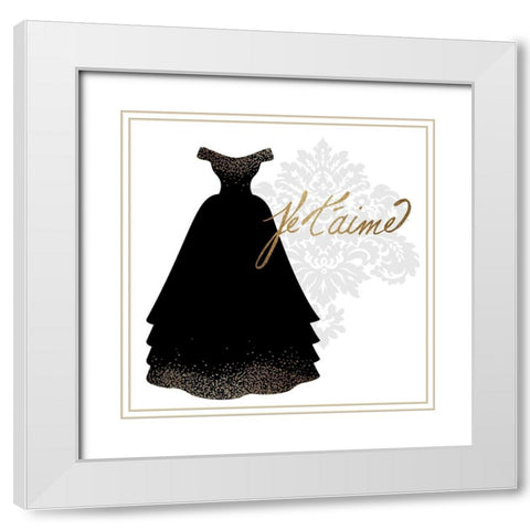 Paris Couture 1 White Modern Wood Framed Art Print with Double Matting by Kimberly, Allen