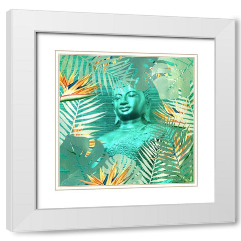 Buddha Palms White Modern Wood Framed Art Print with Double Matting by Kimberly, Allen