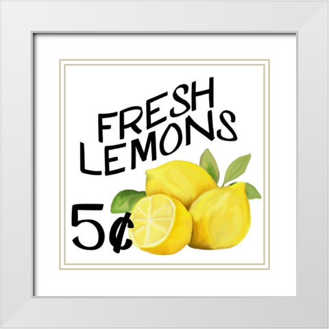 Fresh Lemons 1 White Modern Wood Framed Art Print with Double Matting by Kimberly, Allen