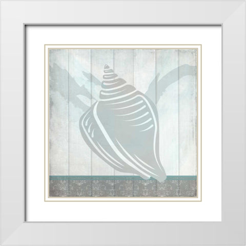 Sea Shell B White Modern Wood Framed Art Print with Double Matting by Allen, Kimberly