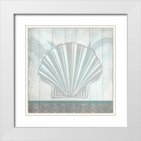 Sea Shell C White Modern Wood Framed Art Print with Double Matting by Allen, Kimberly