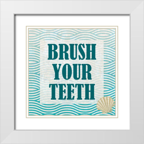 Bath Rules 1 White Modern Wood Framed Art Print with Double Matting by Allen, Kimberly