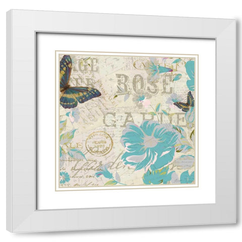 Carte Postal Floral 3 White Modern Wood Framed Art Print with Double Matting by Allen, Kimberly