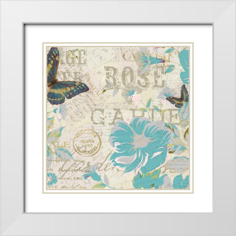 Carte Postal Floral 3 White Modern Wood Framed Art Print with Double Matting by Allen, Kimberly