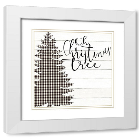 Oh Christmas Tree White Modern Wood Framed Art Print with Double Matting by Allen, Kimberly