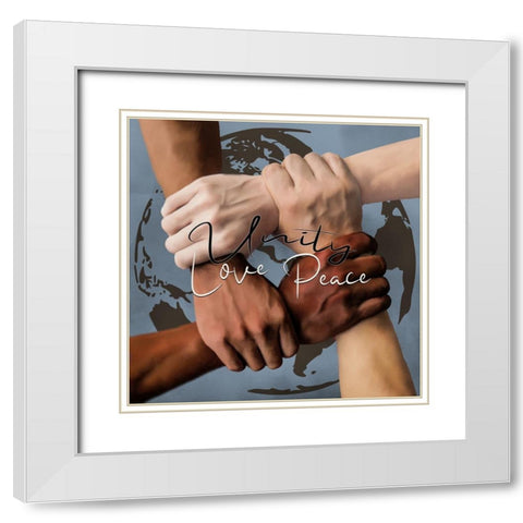 Unity 2 White Modern Wood Framed Art Print with Double Matting by Allen, Kimberly