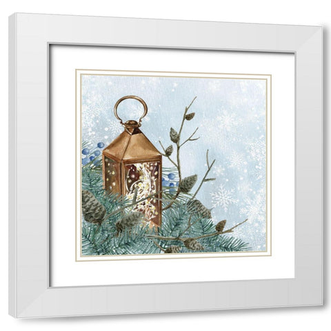 Winter Owl 2 White Modern Wood Framed Art Print with Double Matting by Allen, Kimberly