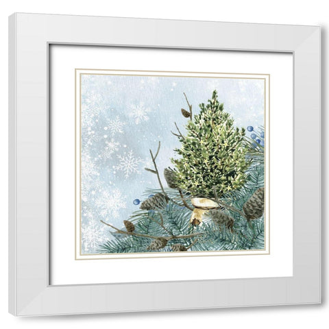 Winter Owl 4 White Modern Wood Framed Art Print with Double Matting by Allen, Kimberly