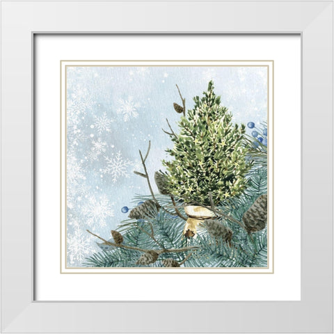 Winter Owl 4 White Modern Wood Framed Art Print with Double Matting by Allen, Kimberly