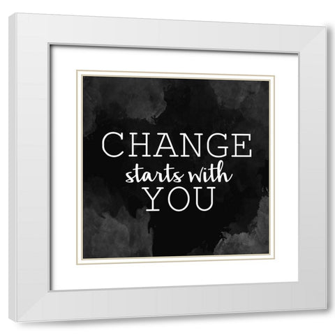 Change Starts White Modern Wood Framed Art Print with Double Matting by Allen, Kimberly