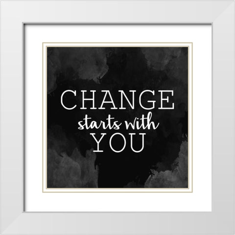 Change Starts White Modern Wood Framed Art Print with Double Matting by Allen, Kimberly