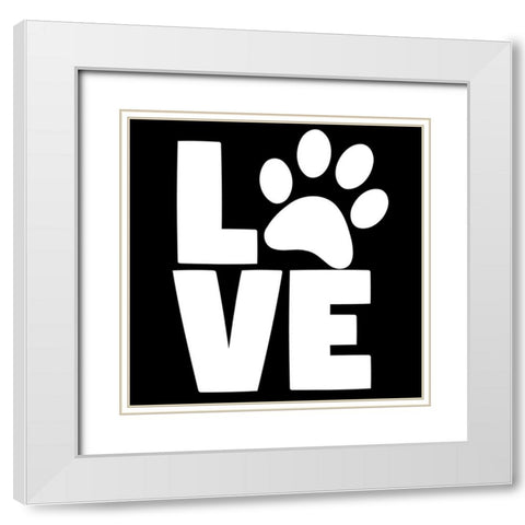 Love Paw White Modern Wood Framed Art Print with Double Matting by Allen, Kimberly