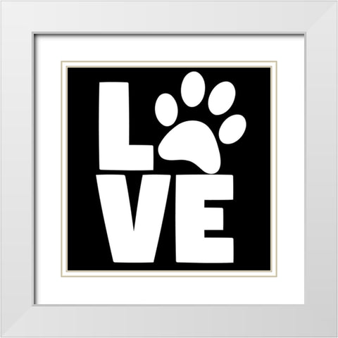 Love Paw White Modern Wood Framed Art Print with Double Matting by Allen, Kimberly