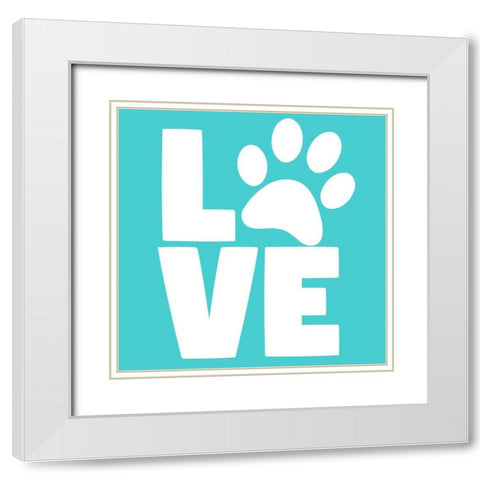 Love Paw Blue White Modern Wood Framed Art Print with Double Matting by Allen, Kimberly