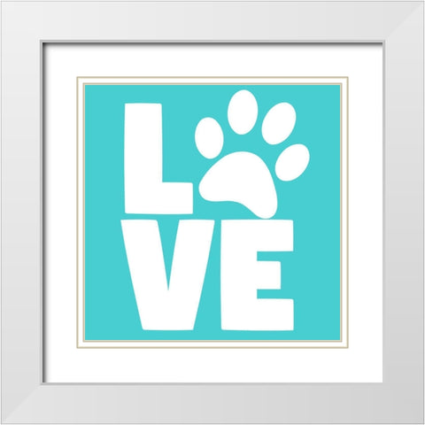 Love Paw Blue White Modern Wood Framed Art Print with Double Matting by Allen, Kimberly