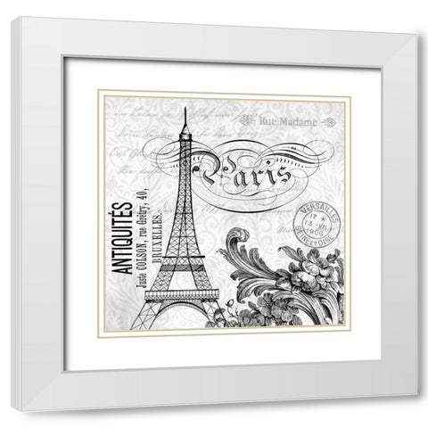 Paris Vintage 1 White Modern Wood Framed Art Print with Double Matting by Allen, Kimberly