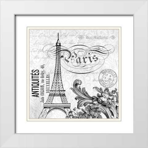 Paris Vintage 1 White Modern Wood Framed Art Print with Double Matting by Allen, Kimberly