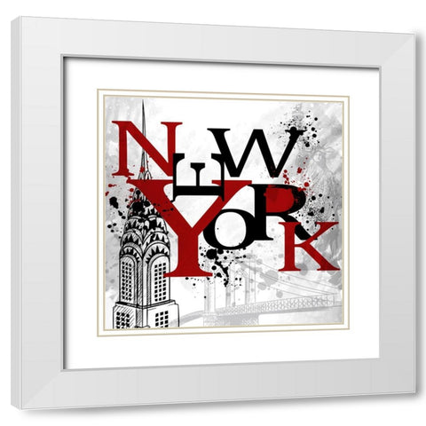 New York White Modern Wood Framed Art Print with Double Matting by Allen, Kimberly