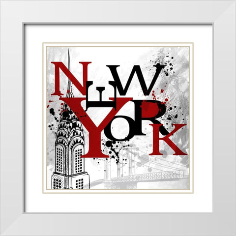 New York White Modern Wood Framed Art Print with Double Matting by Allen, Kimberly