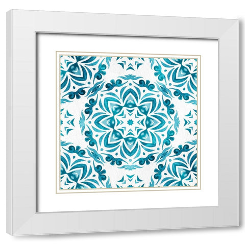 Blue Hue Tile 2 White Modern Wood Framed Art Print with Double Matting by Allen, Kimberly