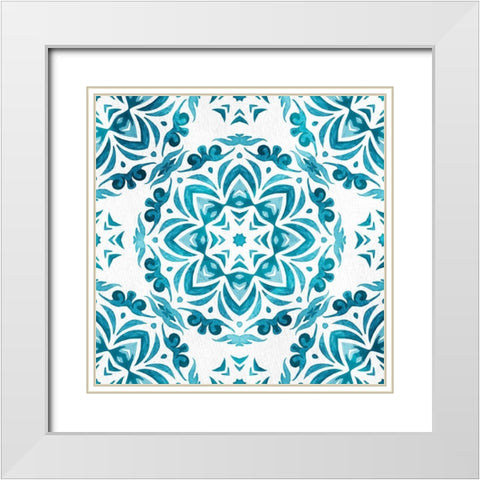 Blue Hue Tile 2 White Modern Wood Framed Art Print with Double Matting by Allen, Kimberly