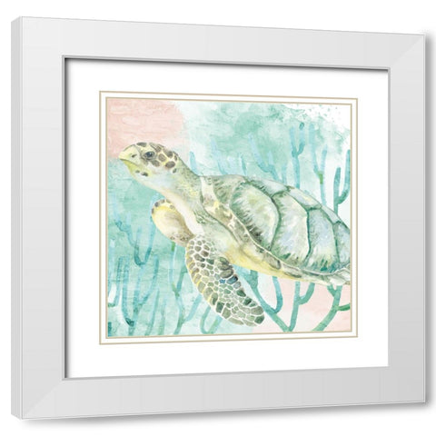 Sea Turtle Swim White Modern Wood Framed Art Print with Double Matting by Allen, Kimberly