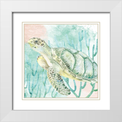 Sea Turtle Swim White Modern Wood Framed Art Print with Double Matting by Allen, Kimberly