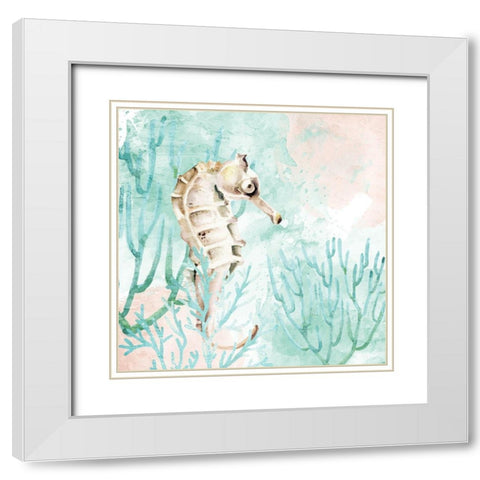 Seahorse Swim White Modern Wood Framed Art Print with Double Matting by Allen, Kimberly