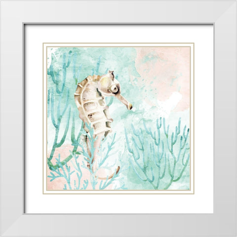 Seahorse Swim White Modern Wood Framed Art Print with Double Matting by Allen, Kimberly