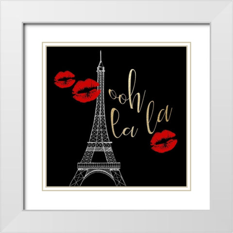 Paris Red 1 White Modern Wood Framed Art Print with Double Matting by Allen, Kimberly