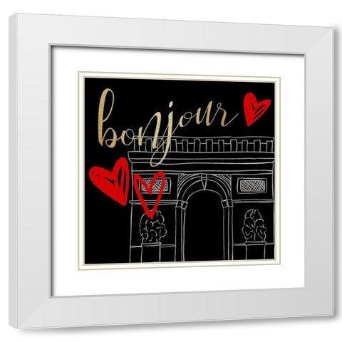 Paris Red 3 White Modern Wood Framed Art Print with Double Matting by Allen, Kimberly