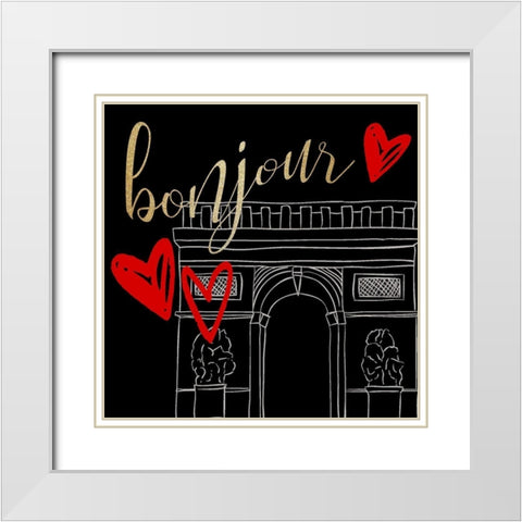 Paris Red 3 White Modern Wood Framed Art Print with Double Matting by Allen, Kimberly