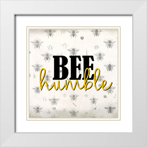 Bee Humble White Modern Wood Framed Art Print with Double Matting by Allen, Kimberly