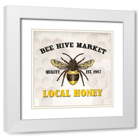 Bee Hive Market White Modern Wood Framed Art Print with Double Matting by Allen, Kimberly