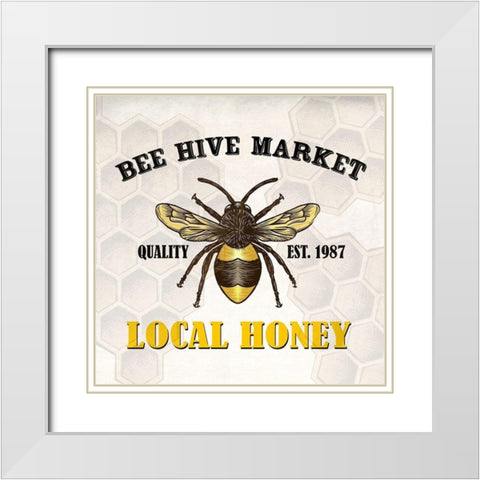 Bee Hive Market White Modern Wood Framed Art Print with Double Matting by Allen, Kimberly