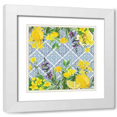 Lemon Tile 3 White Modern Wood Framed Art Print with Double Matting by Allen, Kimberly