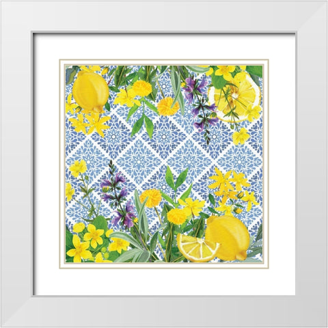 Lemon Tile 3 White Modern Wood Framed Art Print with Double Matting by Allen, Kimberly