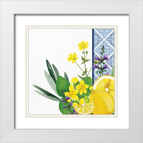 Lemon Tile 4 White Modern Wood Framed Art Print with Double Matting by Allen, Kimberly