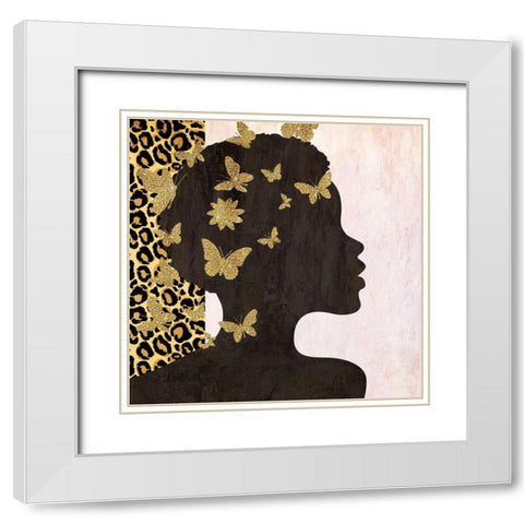 Butterfly Leopard 1 White Modern Wood Framed Art Print with Double Matting by Allen, Kimberly