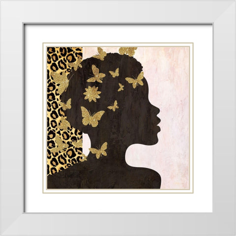 Butterfly Leopard 1 White Modern Wood Framed Art Print with Double Matting by Allen, Kimberly