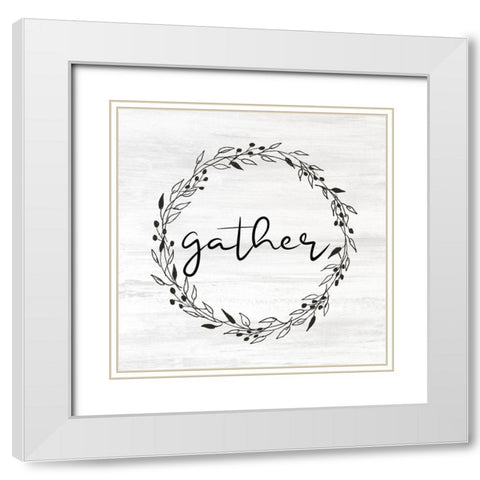 Gather Wreath White Modern Wood Framed Art Print with Double Matting by Allen, Kimberly