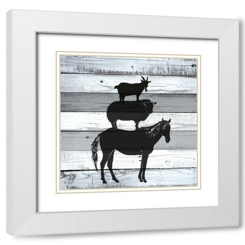 Neigh Baa White Modern Wood Framed Art Print with Double Matting by Allen, Kimberly
