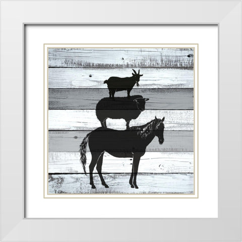 Neigh Baa White Modern Wood Framed Art Print with Double Matting by Allen, Kimberly
