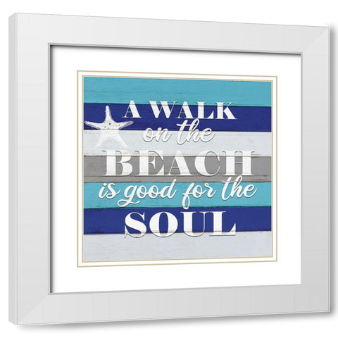 A Walk on the Beach White Modern Wood Framed Art Print with Double Matting by Allen, Kimberly