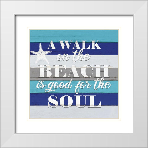 A Walk on the Beach White Modern Wood Framed Art Print with Double Matting by Allen, Kimberly