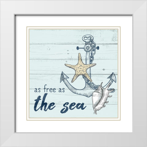 As Free as the Sea White Modern Wood Framed Art Print with Double Matting by Allen, Kimberly